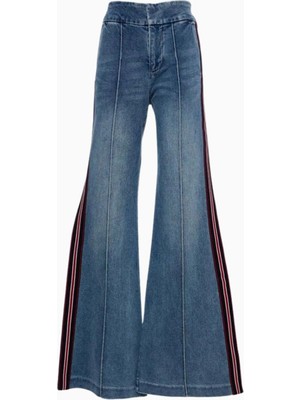 Alice and Olivia Çizgili Retro Tarz Ispanyol Paça Jean
