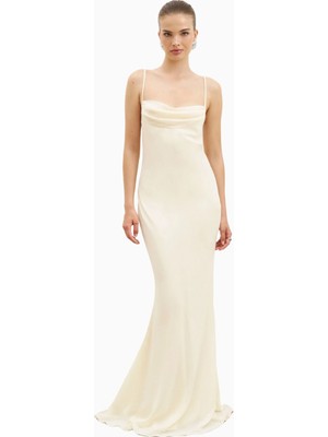 Because Of Alice Ruched Chiffon Maxi Dress Kadın Elbise
