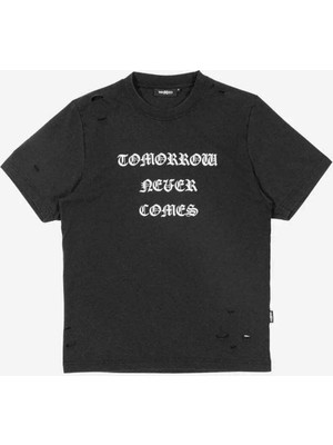 American Rag Cie %100 Pamuk Siyah Destroy Never Comes T-Shirt | Rahat Kesim ve Dayanıklı