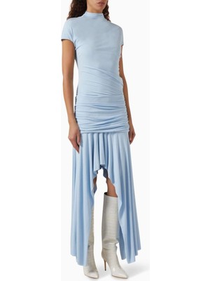 Acne Studios Asimetrik Elbise - Açık Mavi - %100 Viskon - Jarse Kumaş - Modern Tasarım