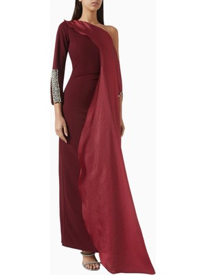 Ac By Aanchal Chanda Kristal Manşet Detaylı Asimetrik Maxi Kadın Elbise