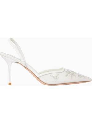 Nicoli Lealie 75 Işlemeli Slingback Topuklu Ayakkabı, Zarif Mesh Üst Yüzey, El Işçiliği