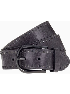 B.belt Çivili Kadın Deri Kemer, Lüks Pimli Toka, 75 cm