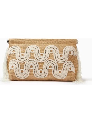 Sarah's Bag Raffia Vague Tığ Işi Klipsli Çanta, El Yapımı & Zarif