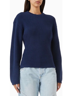 EB Denim Lacivert Mercer Kazak - Rib-Knit Yapı - Rahat Kesim ve Zarif Detaylar