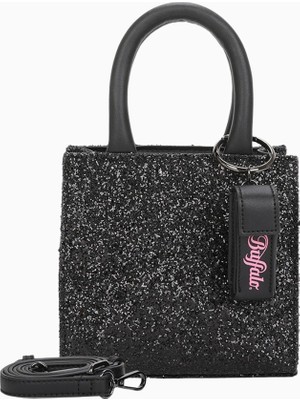 Buffalo BOXY35 Henkeltasche, Glitzerli Mini Çanta, Siyah