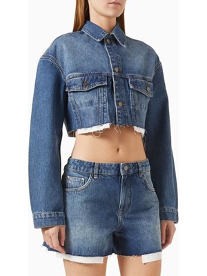 Cropped Denim Kadın Ceket, Ham Paça ve 13.5oz Kumaşla Yazlık Şıklık