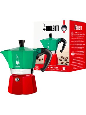 Bialetti - Express Italia: 3 Cups Ocak Üstü Espresso Pişirici - 130ML - Karma Renk - Alüminyum Gövde