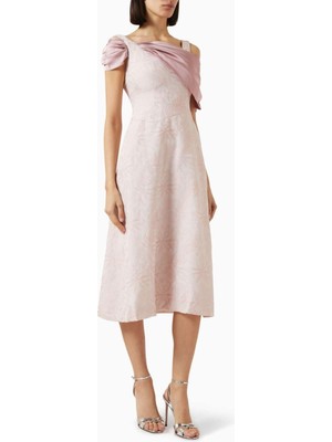 Eegen Studio Off Shoulder Toplu Midi Elbise - Şık, Fitted Bel ve A-Line Etek Tasarımı ile