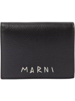 Marni Bifold Calfskin Deri Cüzdan, El Dikişli Logo Detaylı