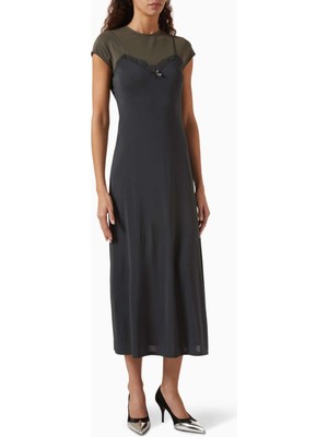 Acne Studios Katmanlı Midi Elbise - Gri - %93 Viskoz, %7 Elastan - Jersey Kumaş