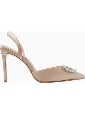 Nass Kyra 100 Kristal Tokalı, Saten Slingback Stiletto