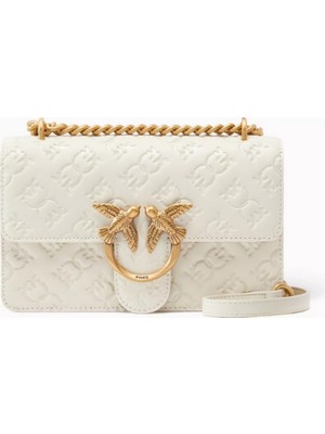 Pinko Love One Deri Mini Çapraz Çanta, Şık & Zarif, Logo Kabartmalı