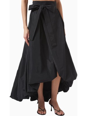 Pinko Barbagianni Balloon Skirt, Lüks Taffeta Maxi Etek Fiyonk Detaylı