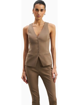 Because Of Alice Tailored V-Neck Hourglass Waistcoat V Yaka Kadın Yelek