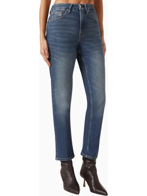 Good American Icon Straight-Fit Ankle Jean, Lüks Denim Pantolon, Modern Kesim