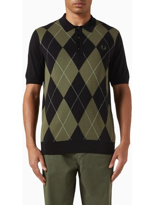 Fred Perry Argyle Örgü Polo Triko, Pamuklu, Nefes Alabilir ve Vintage Şıklık