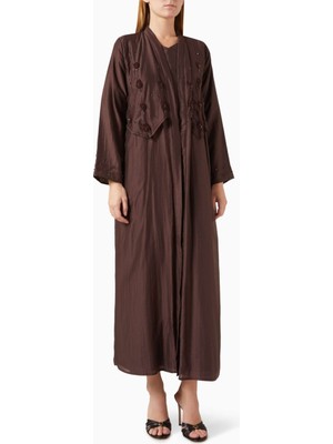 Ruya Studio Şık ve Hafif Tencel Voile Abaya Bead Süslemeli Uzun Kollu Moda Ürünü