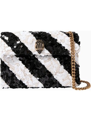 Kurt Geiger Sequins Medium Kensington Bag, Lüks Payetli ve Deri Çanta