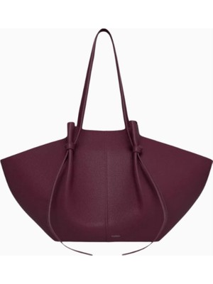 Yuzefi Large Mochi Bordo, Grained Deri Lüks Geniş Tote Omuz Çantası