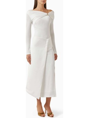 Eegen Studio Minimalist Laly Off-Shoulder Elbise - Jarse ve Tafta, Şık Tasarım, Yan Yırtmaçlı