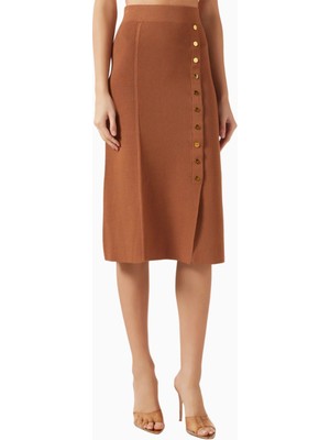 Elisabetta Franchi Triko Jewel Button Detaylı, Sofistike Midi Etek