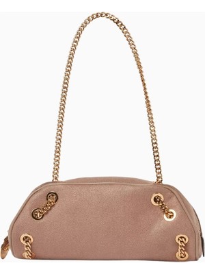 Stella Mccartney Falabella Zincir Detaylı Bej, Shaggy Deer Vegan Bowling Omuz Çantası