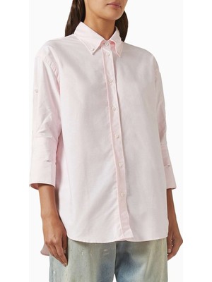 Acne Studios Pamuklu Button-Up Gömlek - Pembe - 100% Pamuk - Rahat ve Şık Tasarım