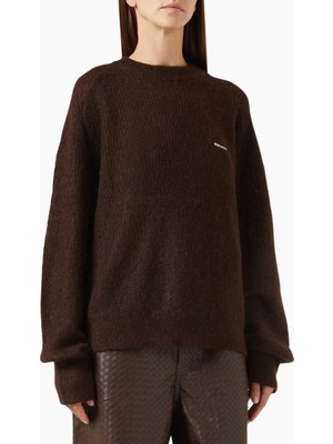 Rotate Birger Christensen Oversized Kahverengi, Mohair ve Yün Karışımı Kadın Kazak