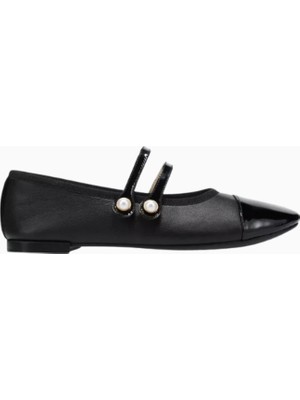 Repetto Erin Mary Jane Flats, Deri, Inci Detaylı Çift Kayış, Parlak Burun, Fransız Şıklığı