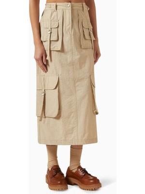 Acne Studios Bej Cargo Maxi Etek - %85 Organik Pamuk, Modern Minimalist Tasarım ile Şık Görünüm