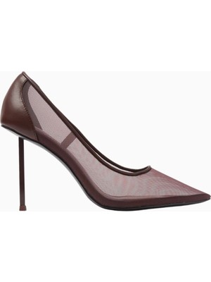 Femme La Colette 100 Burgundy Vegan Mesh Sivri Burunlu, Stiletto Topuklu Şık Kadın Ayakkabı