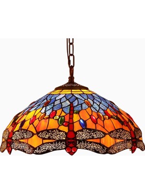Home London Breeze L30709 El Yapımı Dragonfly Tiffany Style Sarkıt Avize 16 Inç