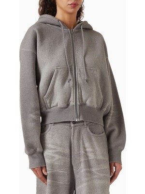Acne Studios Kapüşonlu Cep Tüylü Hırka - Gri - %100 Pamuk Kumaş Içeriği