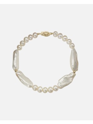 Fascination by Ellen K. Gold Armband 585 Ayar Beyaz Inci 21CM Şık ve Zamansız Tasarım Ellen K Kalitesi