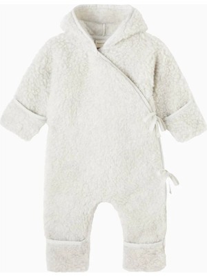Binibamba Teddy Dokulu Lüks Tasarım, Bebek Kapüşonlu %100 Yün Tulum