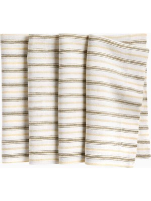 Crate & Barrel Jake Arnold Brighton Peçete 4’lü Set, %100 Avrupa Keteni™ Renkli Çizgili Tasarım