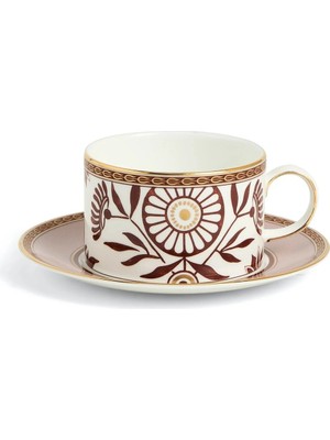 Wedgwood Kırmızı Splendour Porselen Çay Fincanı ve Tabağı