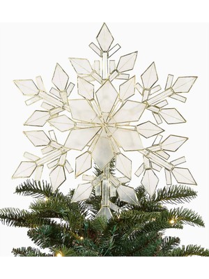 Crate & Barrel Capiz Shell Snowflake Christmas Tree Topper Yılbaşı Ağaç Süsü