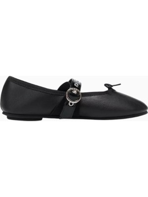 Repetto Ballet Twist Mary Jane Babet, Siyah Deri, Patent Kayış, Tokalı Detaylı Lüks Tasarım