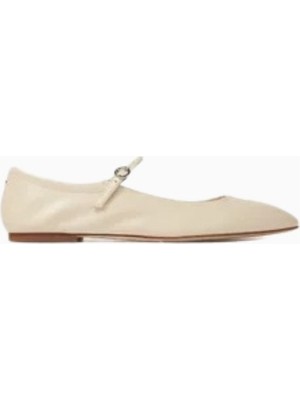 Aeyde Uma Ballet Flats, Beyaz Nappa Deri, Kare Burun, Minimalist Askılı, Lüks Italyan Tasarımı