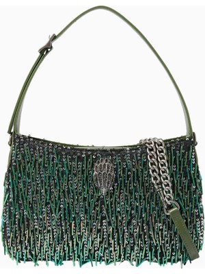 Kurt Geiger Bond Shoulder Bag Yeşil Pullu Deri Omuz Çantası
