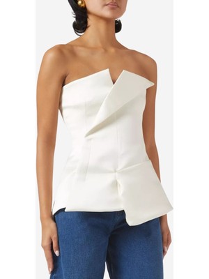 A.w.a.k.e. Mode Corset Tuxedo Korse Formlu Top, Beyaz