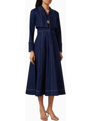 Notebook Eliana Denim Dress, Modern Kesim ve Altın Detaylı Elbise