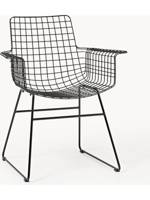 Westwing Wire Metal Kolçaklı Sandalye - Siyah, Endüstriyel Tasarım