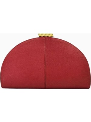 Studio Amelia Studıo Amelıa Zamora Kırmızı Saffiano Deri, Altın Detaylı Zarif Kadın Clutch Çanta