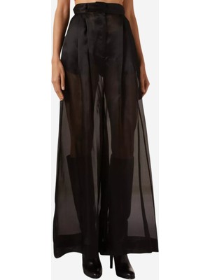A.w.a.k.e. Mode Organza Sheer Geniş Paça Pantolon, Siyah