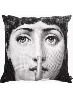 Fornasetti Silenzio Dekoratif Yastık, Çift Taraflı Sanat