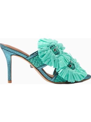 Kurt Geiger Raffia Buckle Lüks Tasarım Topuklu Sandalet