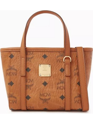 Mcm Mini Toni Alışveriş Çantası, Visetos Kaplamalı Kanvas & Deri